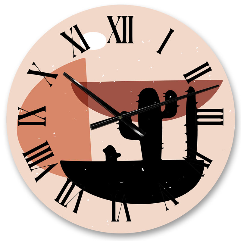 Horloge murale Tropical Vintage Cactus Geometrics I, Petit