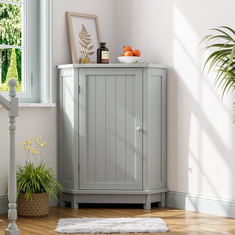 Armoire de rangement rectangulaire en MDF de 24,8 po avec porte, 2 tablettes réglables, Gris
