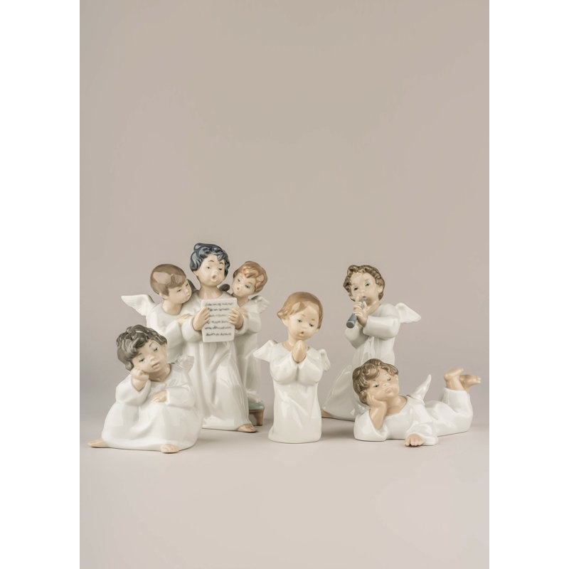 Cherubic Trio Porcelain Angel Statue for Valentine's Day