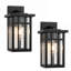 Applique murale extérieure noire mate avec une lumière de 26 cm (10,25 po) avec verre transparent-438861561