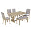 Ensemble de salle à manger 6 pièces avec pieds de table au design unique et dossiers et coussins recouverts de mousse pour la salle à manger-1887329746-1887329747-1887329740