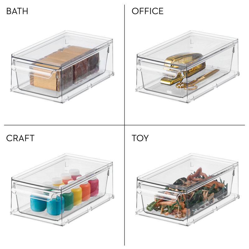 iDesign Stackable Kitchen Storage Drawer - Pull-Out Sliding Bin for Fridge, Pantry, Under-Sink, or Cabinet