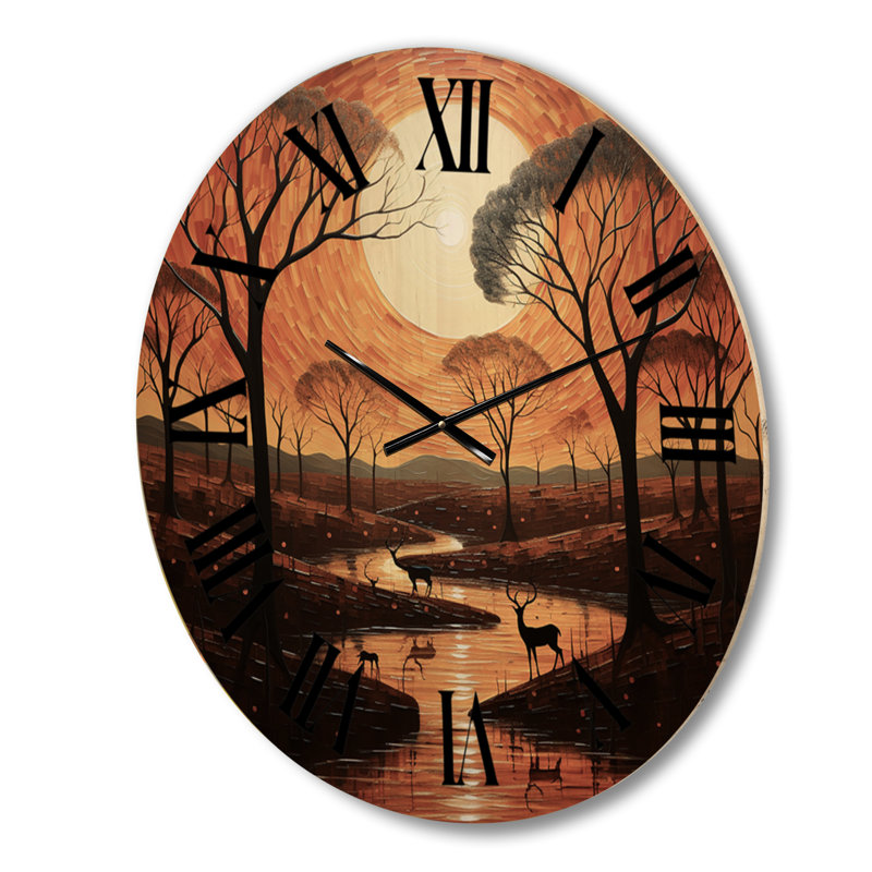 Horloge murale en bois massif Neco, Grand
