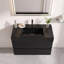 Meuble-lavabo flottant mural moderne de 36 po de couleur brun avec lavabo à surface solide noir mat, tiroirs souples-131320886-131320890
