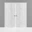Portes coulissantes doubles pour garde-robe coulissante | Lucia 8831 soie blanche | Ensemble de quincaillerie de moulures robustes à moulures | Portes de garde-robe de chambre en bois massif-87390920