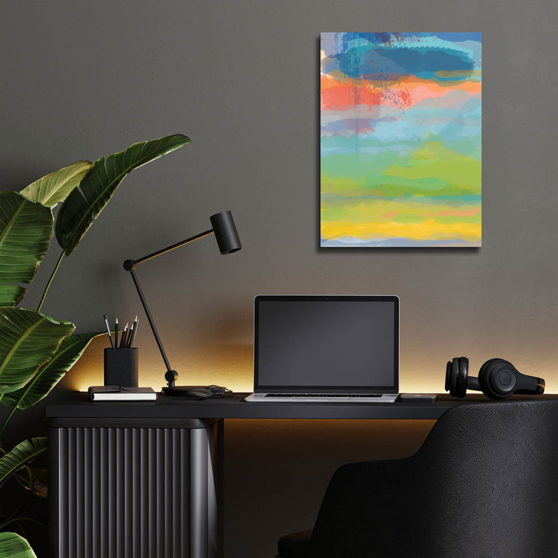 «Coral Sky» par Jan Weiss, art mural en verre acrylique, H 16 po x l 12 po x P 0,13 po