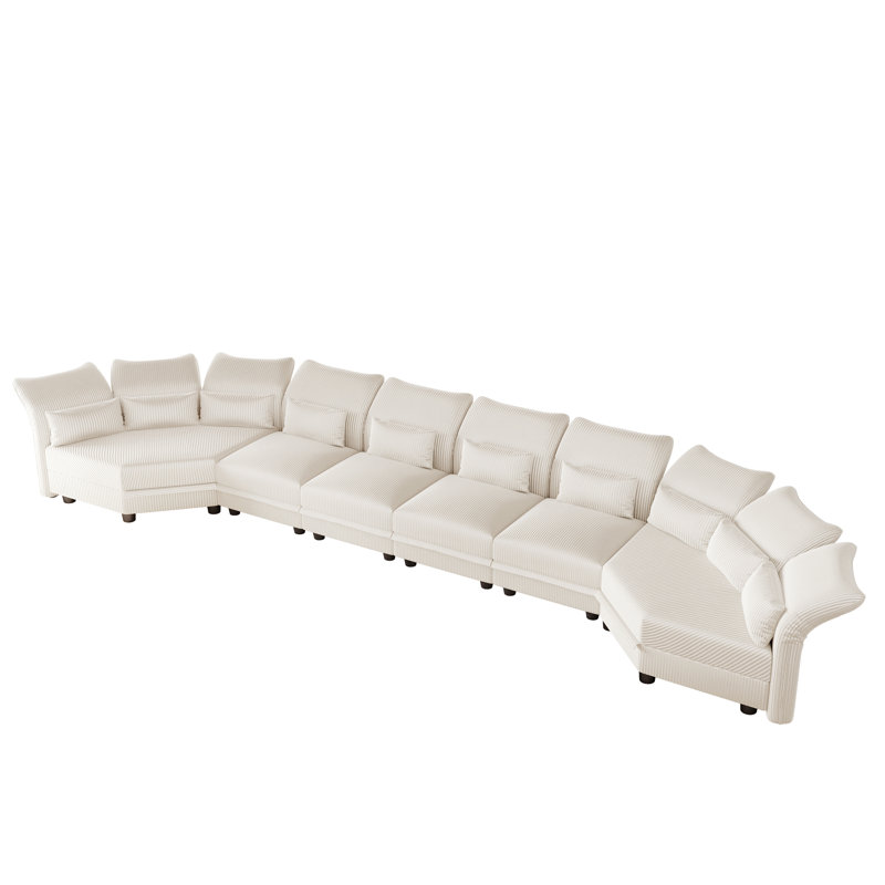 U-Shaped Plush Large  Upholstered Modular Sectional Couches With Storage, 7 Seat  Corduroy  Sofa With Adjustable Arms Backs,Plush Supportive Cushions, Beige