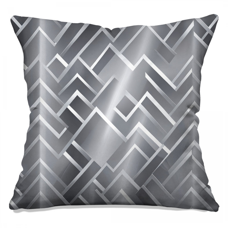 Silver Zigzag Pattern Double Sided Throw Pillows, 18 x 18 inches