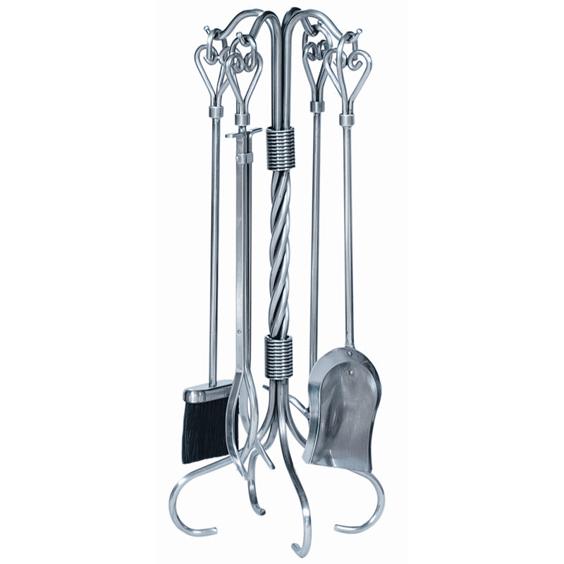 Ensemble d’outils de cheminée 5 pièces étain Urrutia