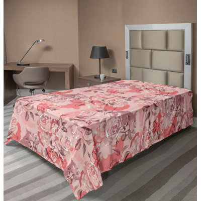 Drap plat Ambesonne, art floral, fleurs de lotus, Californie