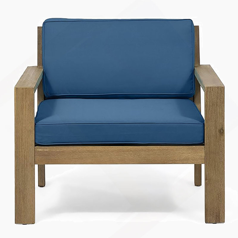 Fauteuil club avec coussins, Bleu