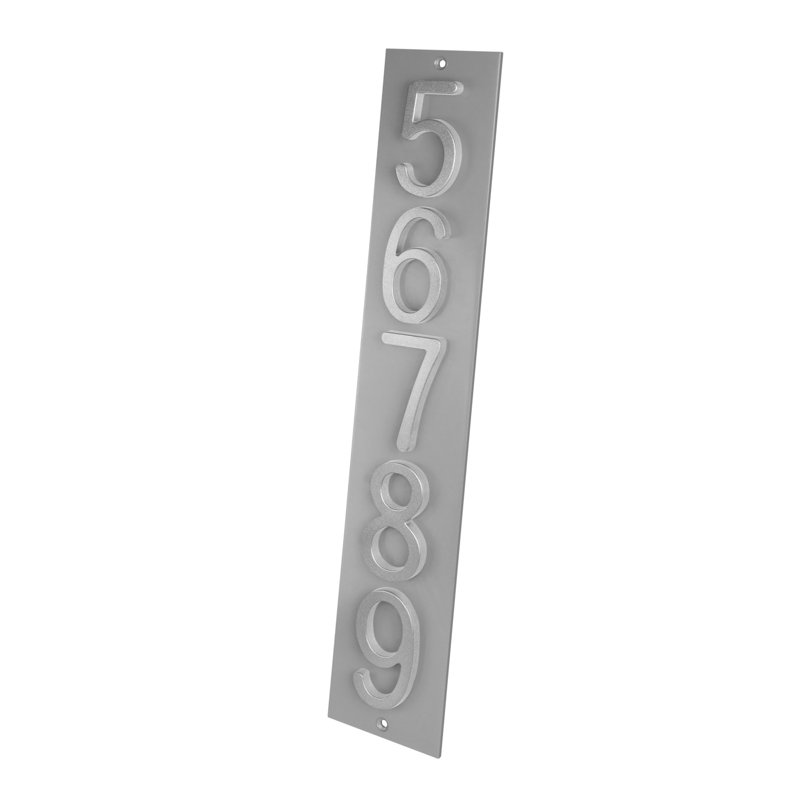 Plaque d'adresse verticale Amgo, Argent argent, Gris, Oui