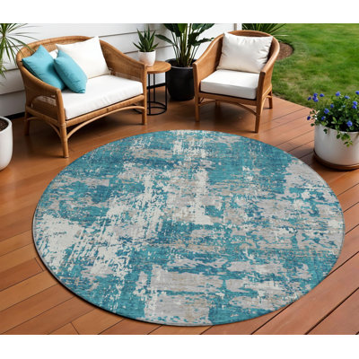 Tapis rond bleu 8 po