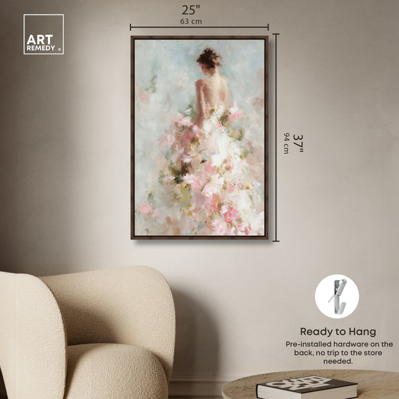 «Garden Bride I», reproduction d'art sur toile encadrée par Glam Art par Art Remedy, cadre en noyer, 24 x 36, 37"H x 25"W
