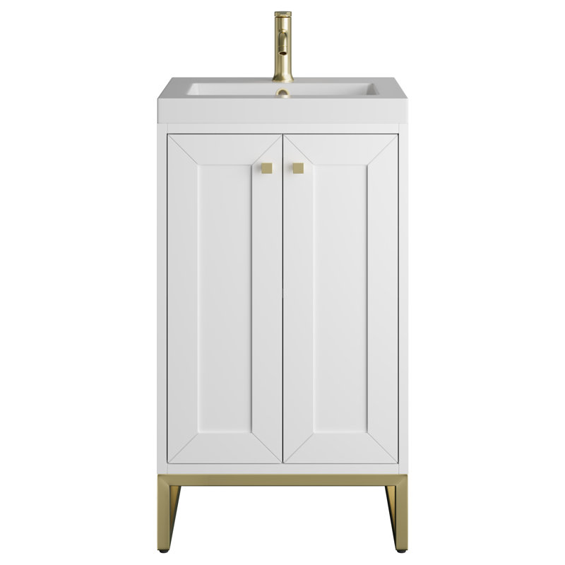 Chianti 20'' W Single Vanity, Glossy White, Radiant Gold