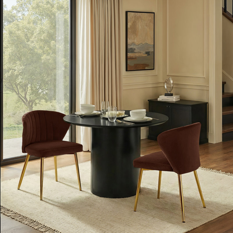 Euclid Modern Tufted Velvet Wingback Dining Chair, Auburn