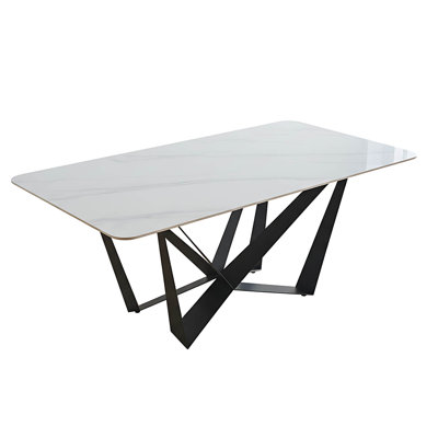 Wilem 78.7" Rectangular Faux Marble Sintered Stone Dining Table