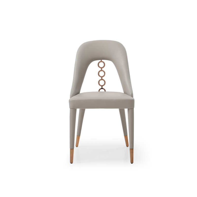 Yureli 19'' H Faux Leather Upholstered Side Chair, Gray, Gold