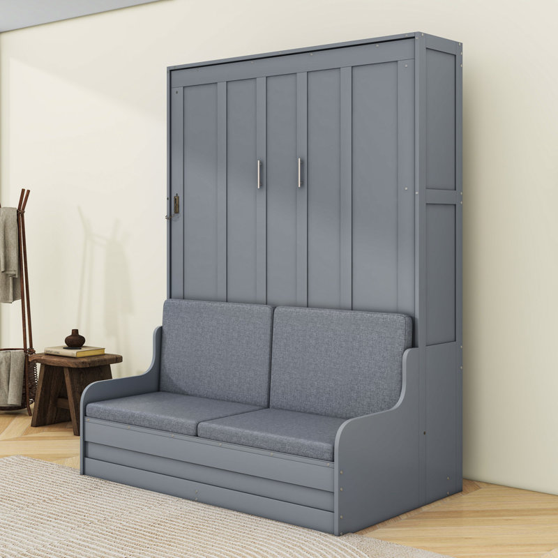 Grand lit escamotable / escamotable avec coussin confortable, Gris