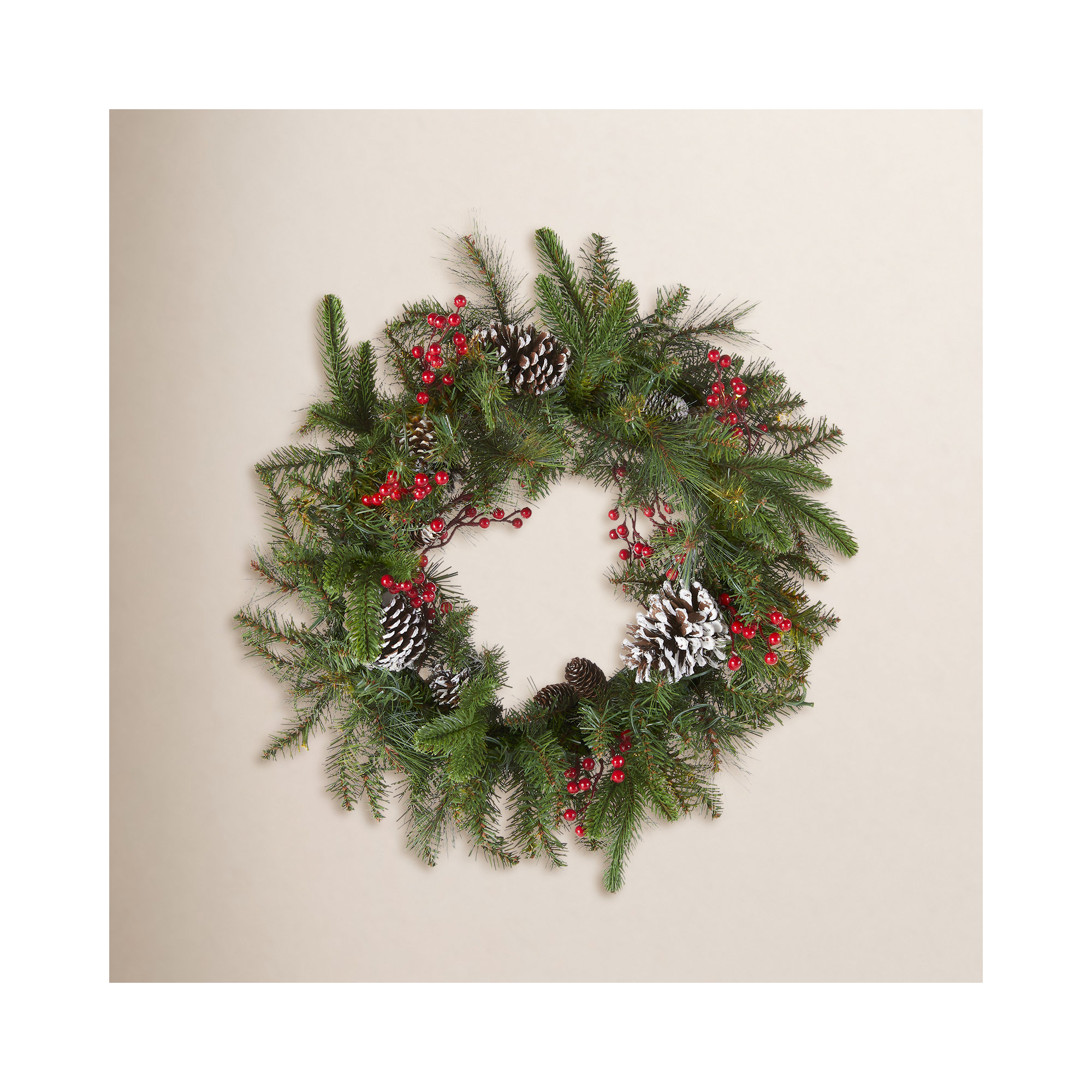 The Holiday Aisle® 24 in. Bristle Berry Wreath with LED Lights