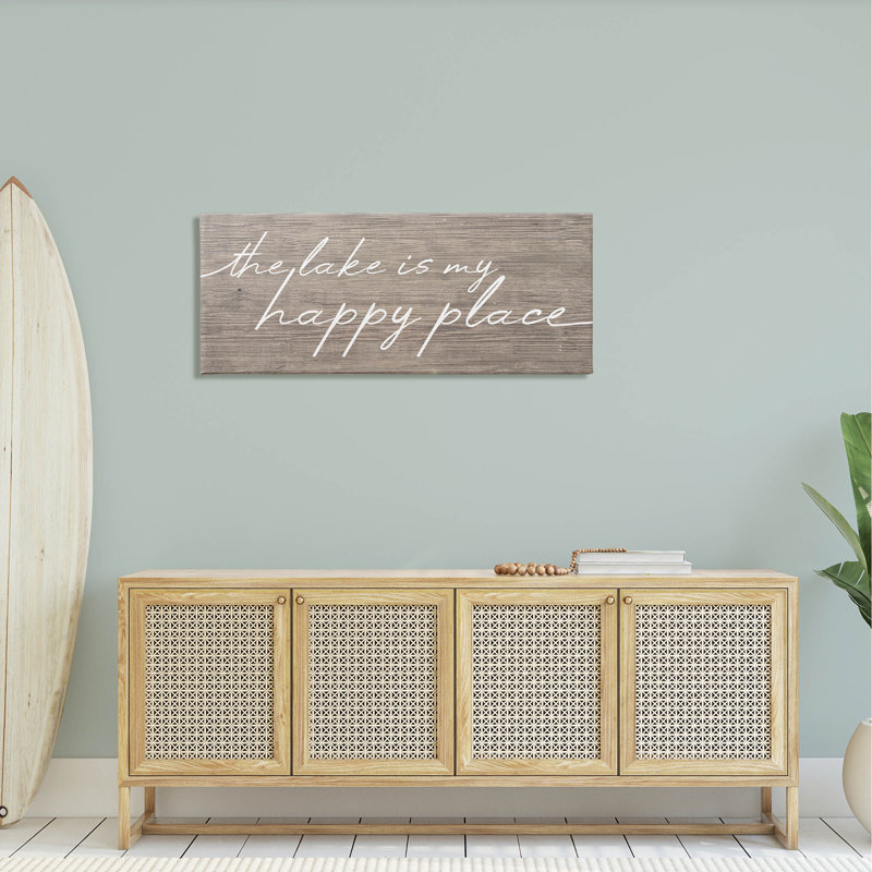 «Lake Is Happy Place», art mural sur toile par Lil 'Rue, H 20 po x l 48 po x P 1,5 po