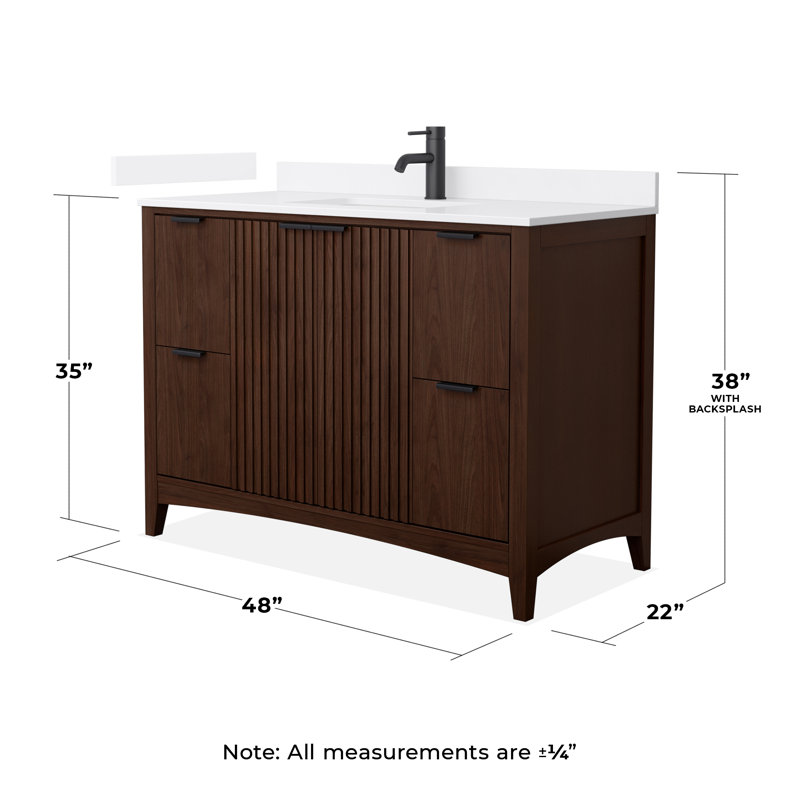 Palmilla 48" Freestanding Single Bathroom Vanity with Cultured Marble Top, Beige / Matte Black, 48", White Cultured Marble