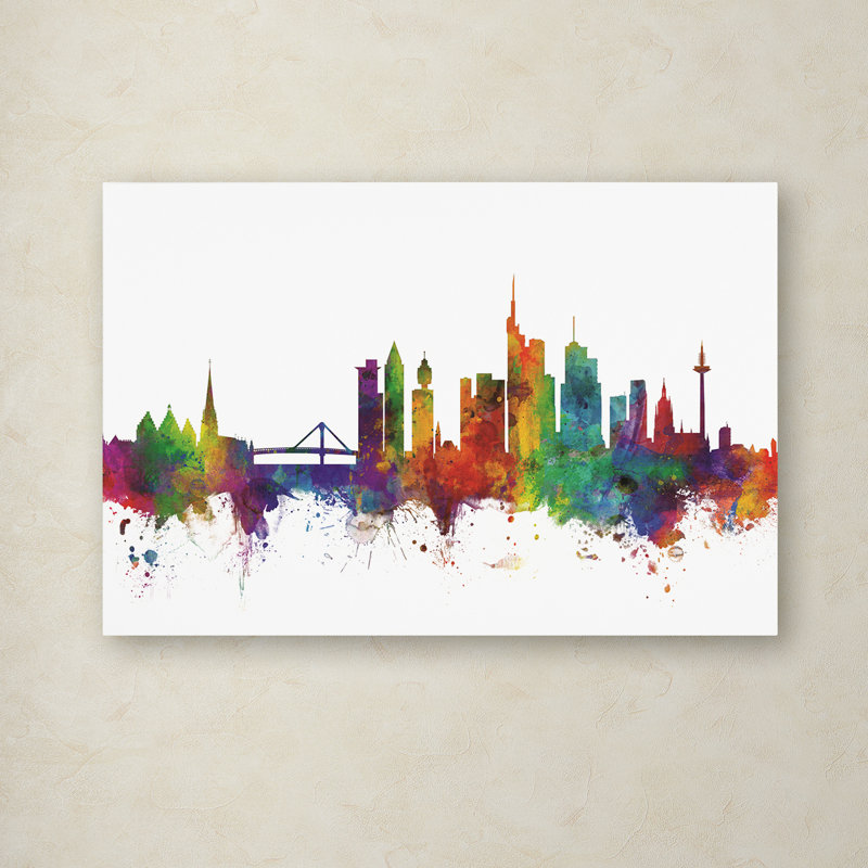 'Frankfurt Germany Skyline II' Graphic Art Print on Canvas, 22" H x 32" W x 2" D