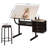 Wrought Studio™ 35" x 24" Adjustable Drafting Table Art Desk with 3 Drawers, Stool and Storage Shelf, Modern Craft Station  White EIN-16-I9 Series -385364619