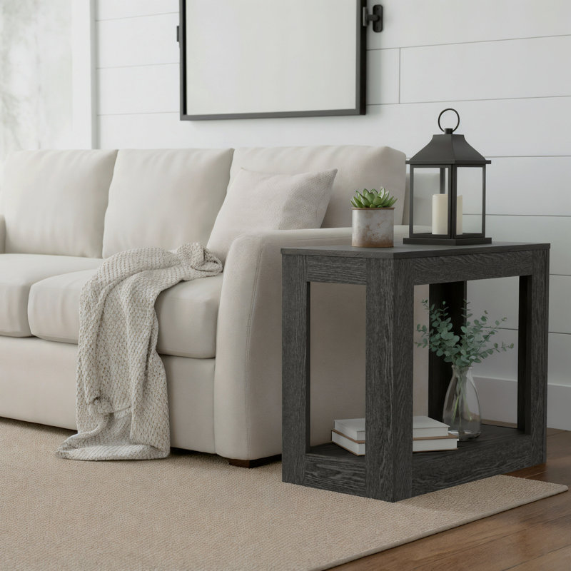 Allysyn 23.6" Contemporary Square End Table, Gray Wood
