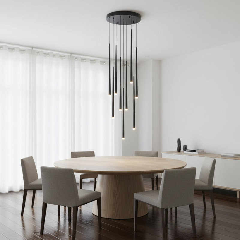 Luminaire suspendu en forme de larme à 9 lumières pour îlot de cuisine à interrupteur noir à intensité variable