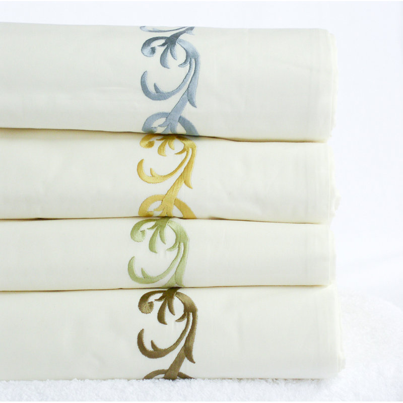 Lisa Percale Damask Flat Sheet, Gold, Queen
