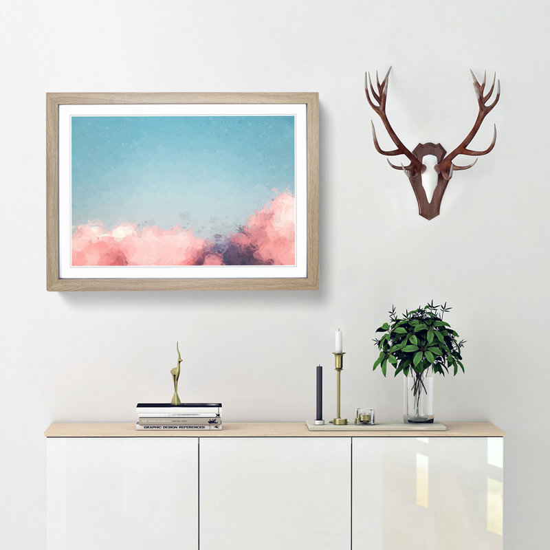 Migrating Birds in Abstract - Picture Frame Painting Print, 27cm H x 36cm W x 2cm D, Oak Framed
