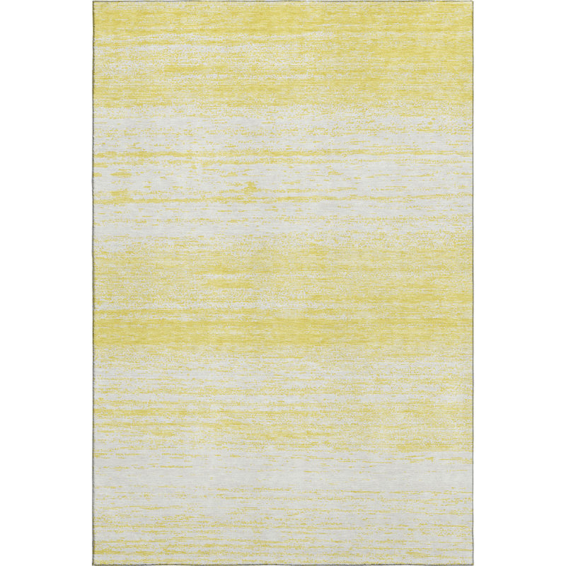Premium Machine Washable Prisco Yellow Rug, Rectangle 2'6" x 3'10"