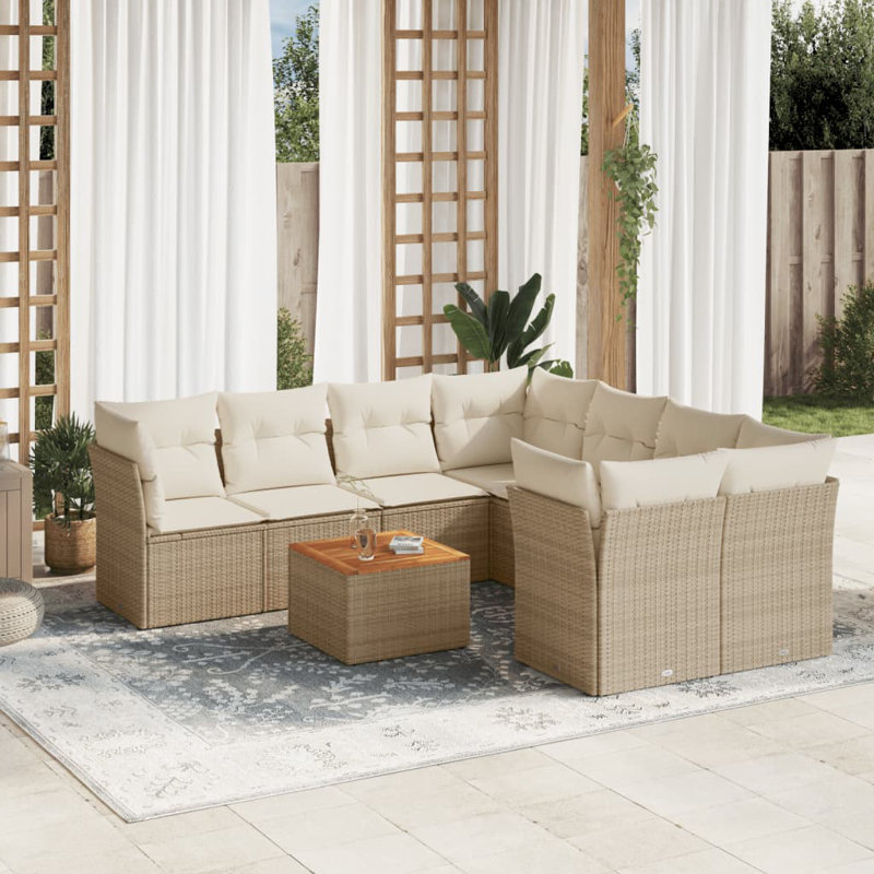 Ensemble de canapé de jardin Vidaxl beige, brun, blanc crème