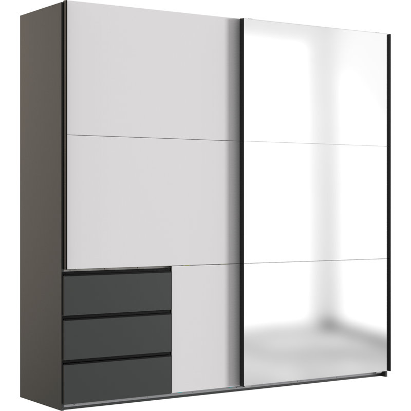 Guardino 2 Door Wardrobe, White/Graphite, 236cm H x 250cm W x 65cm D