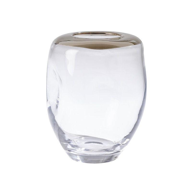 Organic Formed Vase-Med, Clear/Platinum
