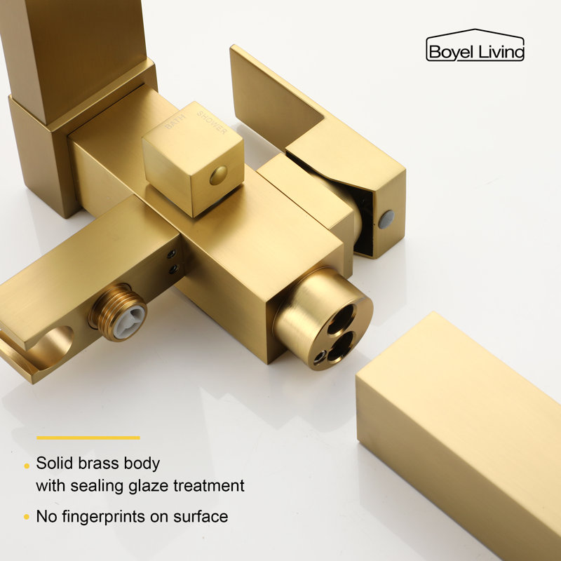 Floor Tub Spout with Diverter, Brushed Gold