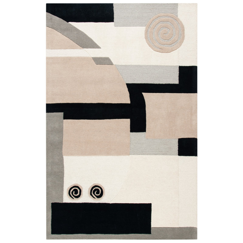 Bertile Hand Tufted Wool Ikat Rug, Rectangle 3'6" x 5'6"