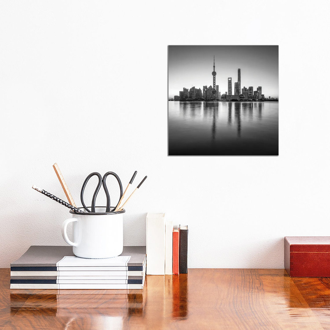 Pudong Sykline In Black And White, Shanghai, China by Jan Becke - Wrapped Canvas Gallery-Wrapped Canvas Giclée