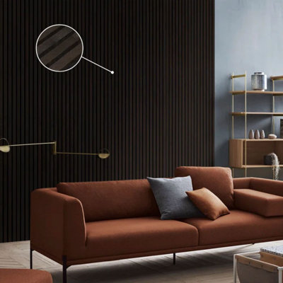 94.5" x 12.6" Acoustic Genuine Wood Veneer Wall Paneling 3D Slat Decorative Soundproof Panels (Set of 2)