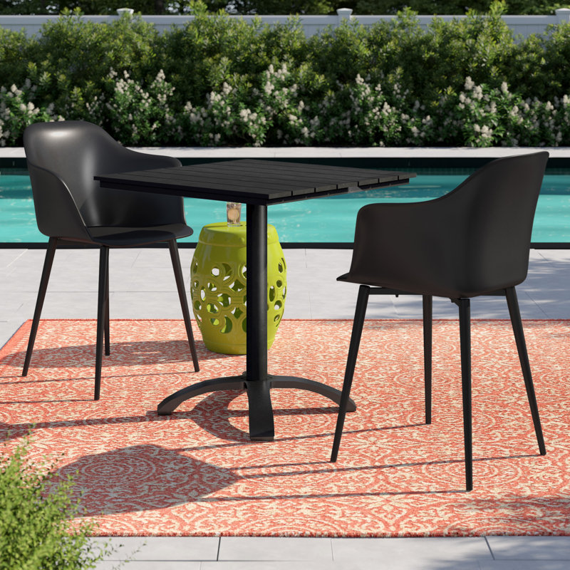 Quentin 2 - Person Patio Dining Set Square Table, Black