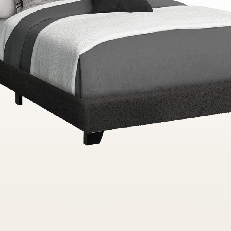 Chet Transitional Full Size Upholstered Bed in Black, 45.55'' H X 57.86'' W X 79.95'' L