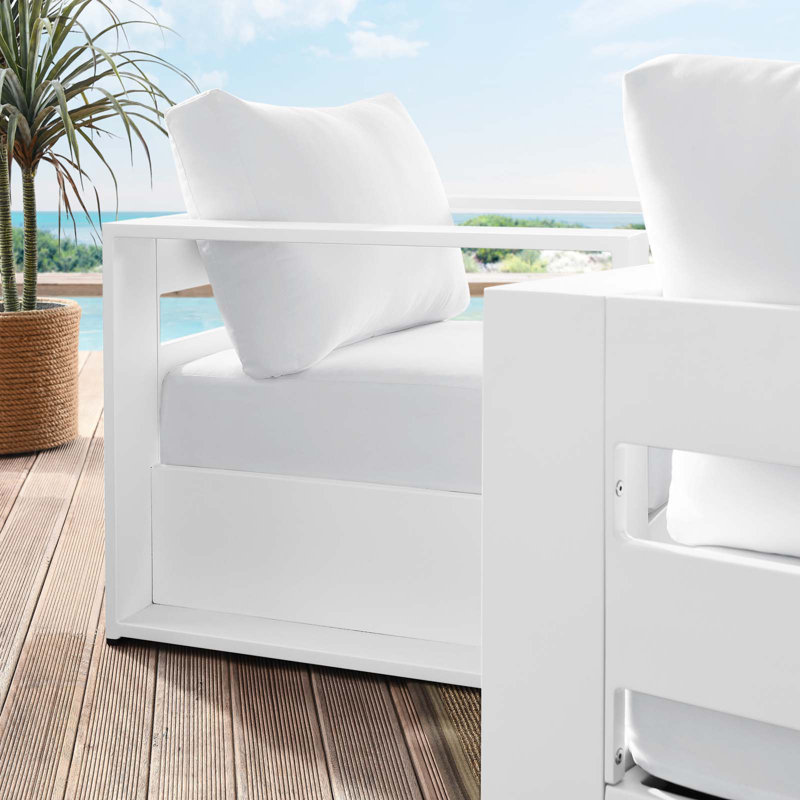 Ensemble de fauteuils d'extérieur en aluminium thermolaqué Tahoe par Modway, Blanc, Blanc