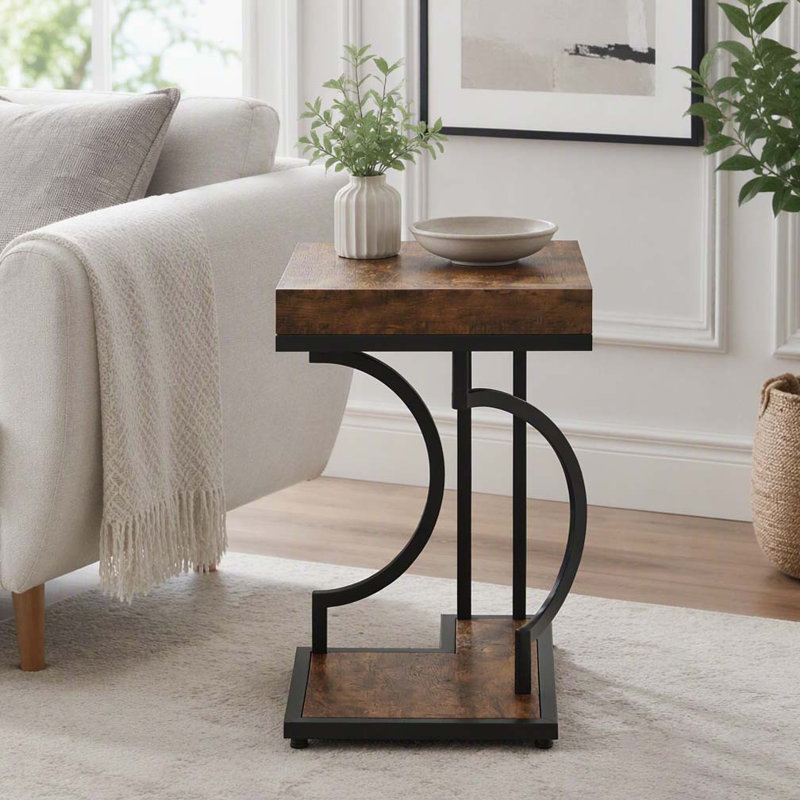 Table de chevet, table de bout, Noir et brun