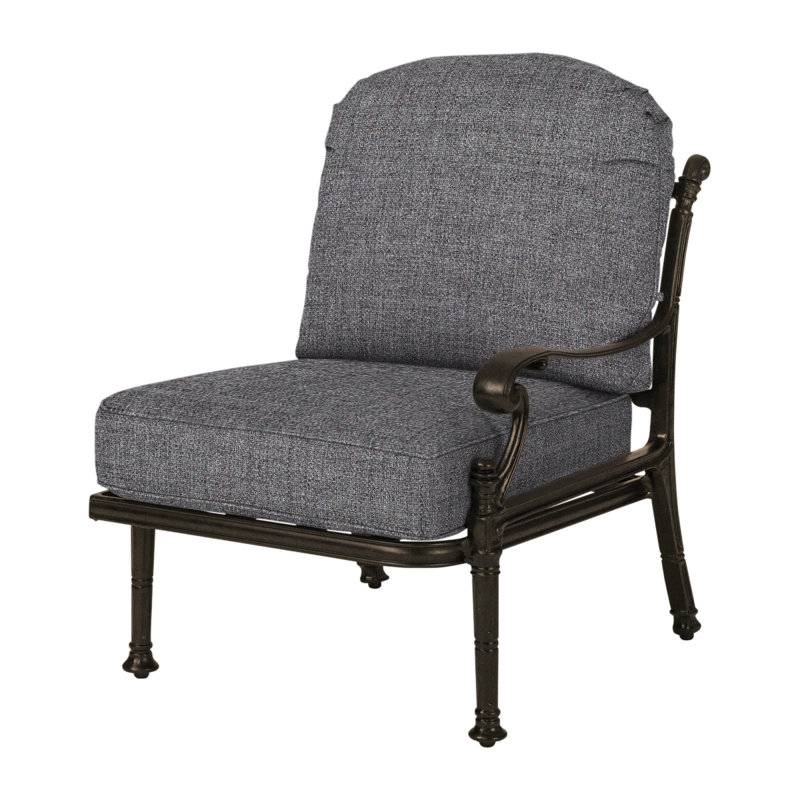Florence Cushion Left Arm Lounge Chair, Cast Slate Sunbrella® Plainweave, Desert Bronze