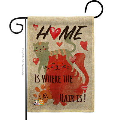 Drapeau de jardin 1 côté 6,5 po x 1 pi 1 po, "à fourrure" à fourrure animaux à en toile jute