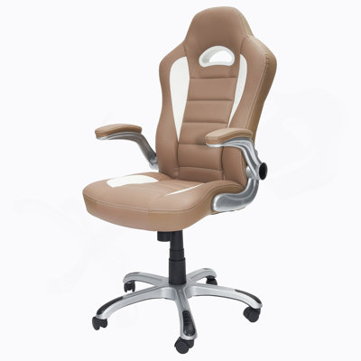Fauteuil de jeu avec polyuréthane, pivotant, support lombaire, hauteur réglable, appui-tête inclus, roues