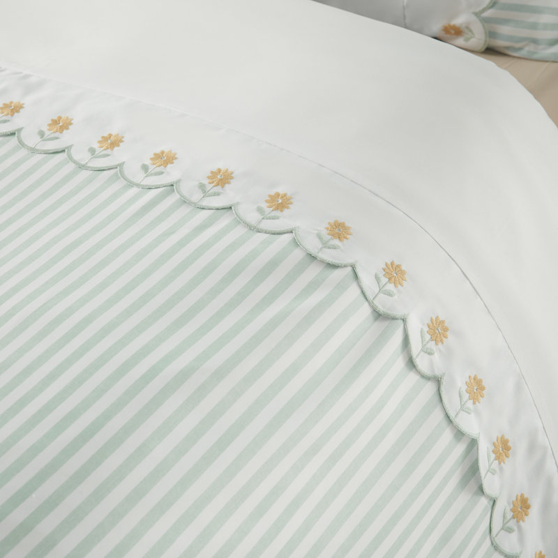 Embroidered Daisy Soft Touch Duvet Cover Set, Single