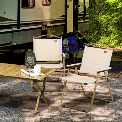 Set Of 2 Camping Chair, Lightweight Folding Chair, Portable Armchairs, Perfect For Festivals, Fishing, Beach And Hiking by Outsunny