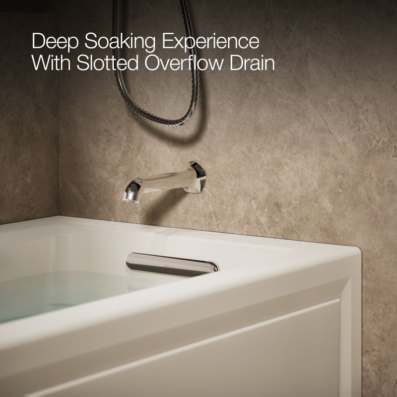 Archer® 60" x 30" Alcove/Tile in Whirlpool Acrylic Bathtub, Biscuit, Right